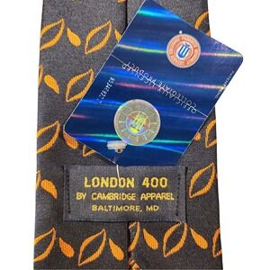 London 400 by Cambridge Apparel Mens University Tie Navy Orange Leaf‎ Licensed